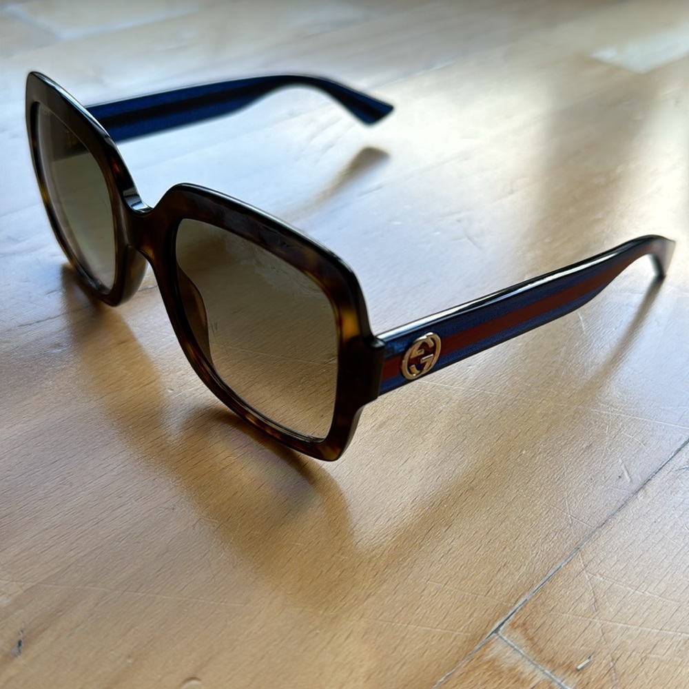 Gucci Dark Havana Blue / Red Sunglasses